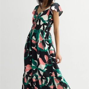Nine West Black, Pink, and Green Maxi Dress